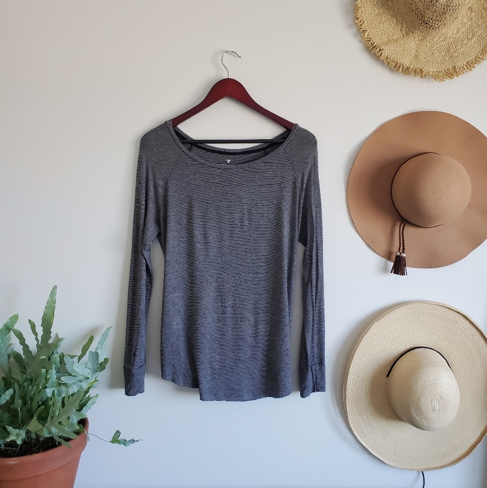 black and white striped long sleeve shirt